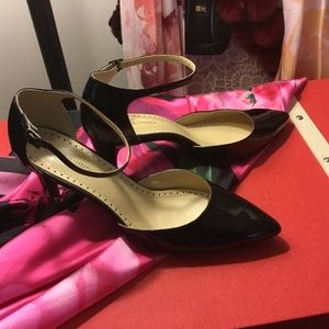 Adrienne Vittadini Sz 10 Black Patent Ankle Strap